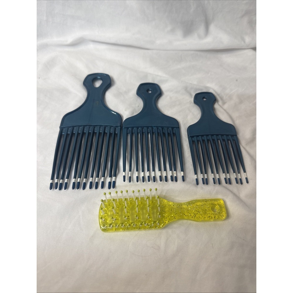 Vintage 1980s USA Patent 4345608 Hair Color Dip Pick Lift Comb Turquoise 6" Trio